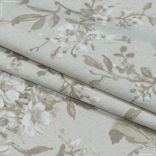 Тканини для штор - Декоративна тканина панама Роксі квіти бежеві