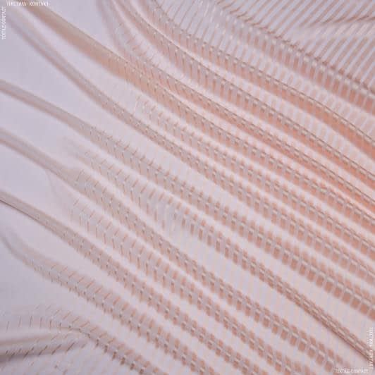 Ткани для тюли - Тюль вуаль Вальс полоса цвет персиковый с утяжелителем