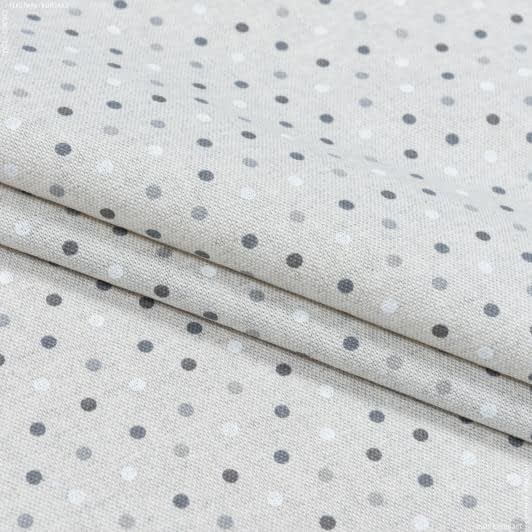 Ткани портьерные ткани - Декоративная ткань силвер горохи /silver  фон натур.лен