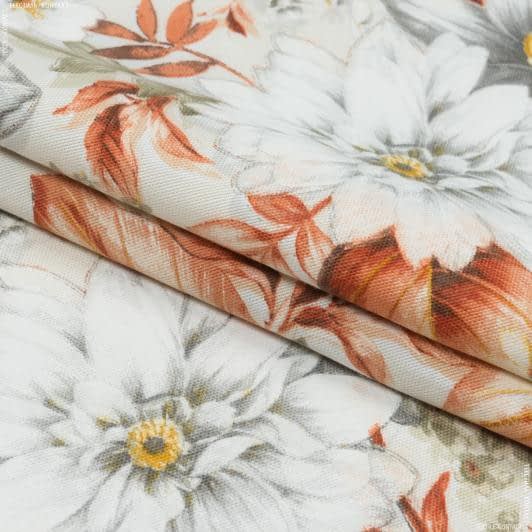 Ткани портьерные ткани - Декоративная ткань панама Ней/ NEI цветы,терракот