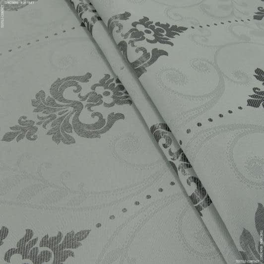 Ткани портьерные ткани - Димаут жаккард вензель т.беж-серый