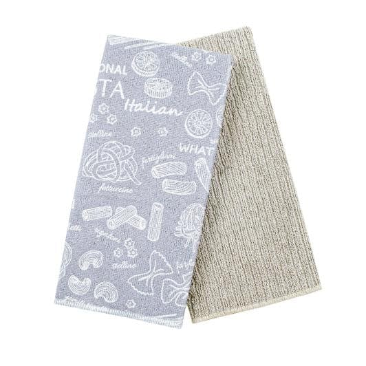 Ткани кухонные полотенца - Набор кухонных полотенец микрофибра 40х60 "паста" цвет светло серый