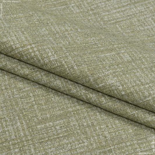 Ткани для декоративных подушек - Шенилл Берген зеленая оливка-молочный