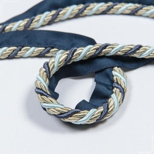 Тканини фурнітура для декора - Шнур окантувальний Корді / CORD колір синій, бежевий, блакитний 10 мм