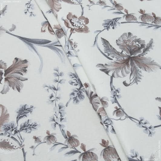 Тканини для штор - Декоративна тканина лонета Джинна квіти сірий