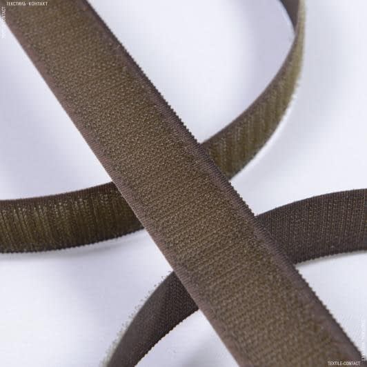 Тканини для одягу - Липучка Велкро пришивна жорстка частина коричнево-зелена 25мм/25м