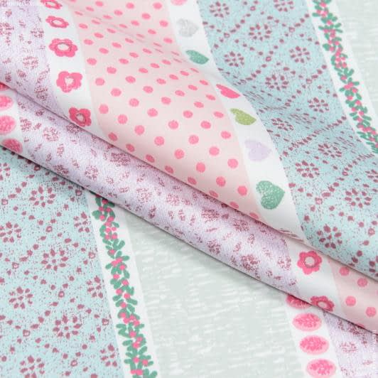 Тканини для декоративних подушок - Декоративний сатин Фантазія лазур, рожевий, лаванда