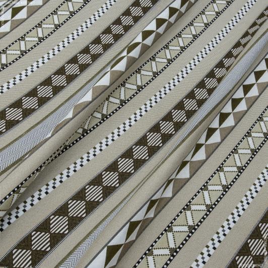 Ткани портьерные ткани - Жаккард Айрин полоса орнамент бежевый, коричневый