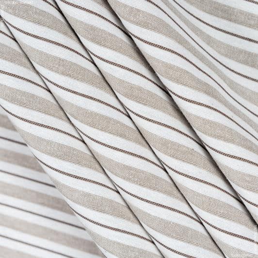 Тканини для штор - Жакард Навіо смуга вузька бежевий, коричневий