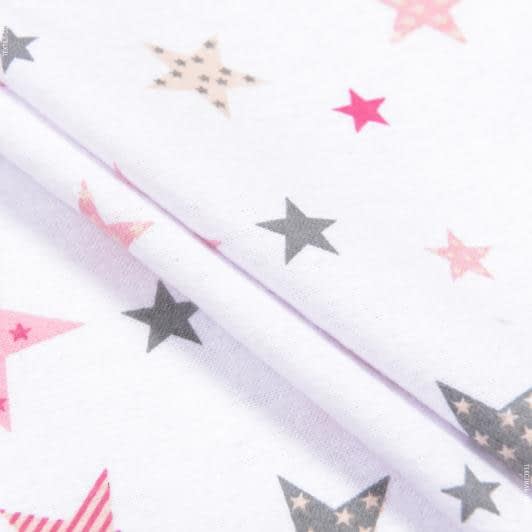 Тканини для одягу - Фланель дитяча білоземельна зірки
