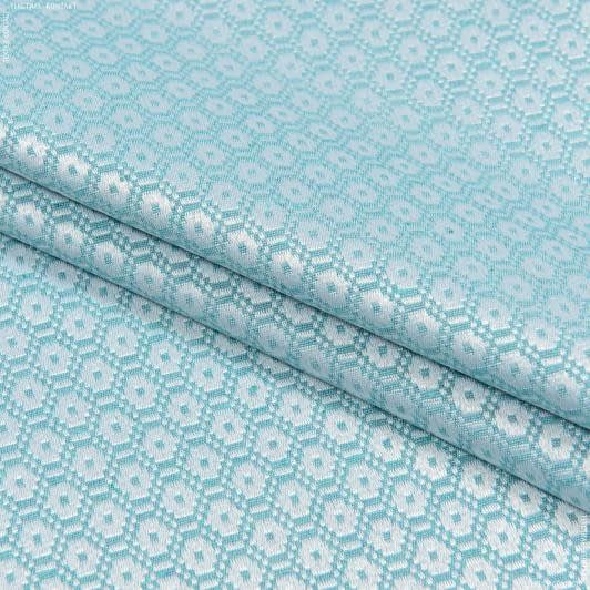 Тканини для декоративних подушок - Тканина для скатертин жакард Нураг  колір бірюза СТОК