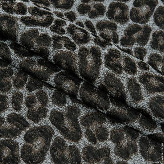 Тканини для декоративних подушок - Жакард Леопард фон сірий