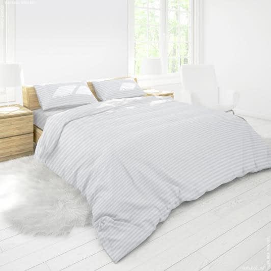 Ткани для постельного белья - Бязь набивная   ГОЛД DW полоса белый на белом