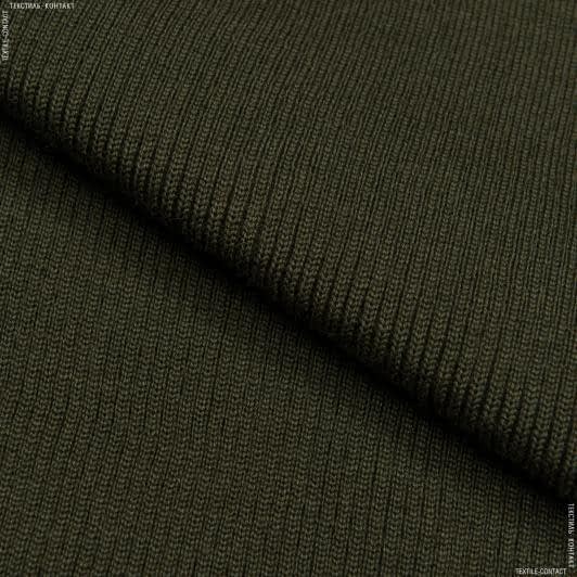 Ткани для спортивной одежды - Ластик- манжет 2х2  темно-оливковый    2х40см