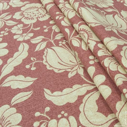 Ткани для римских штор - Декоративная ткань Саймул/SIMUN Бакстон цветы большие фон красный