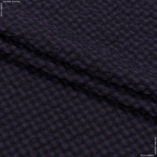 Ткани вискоза, поливискоза - Костюмная фукро фиолетовый/черный