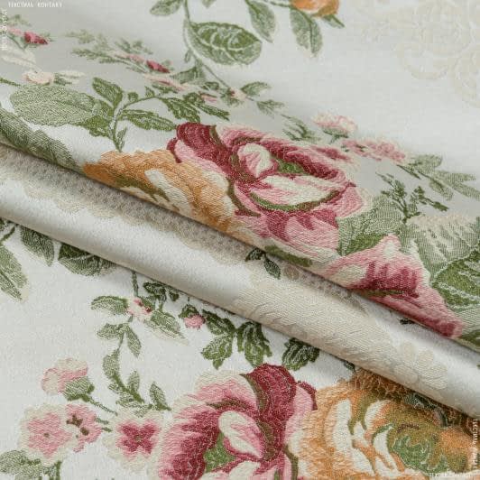 Тканини портьєрні тканини - Жаккард Анданте троянди молочний