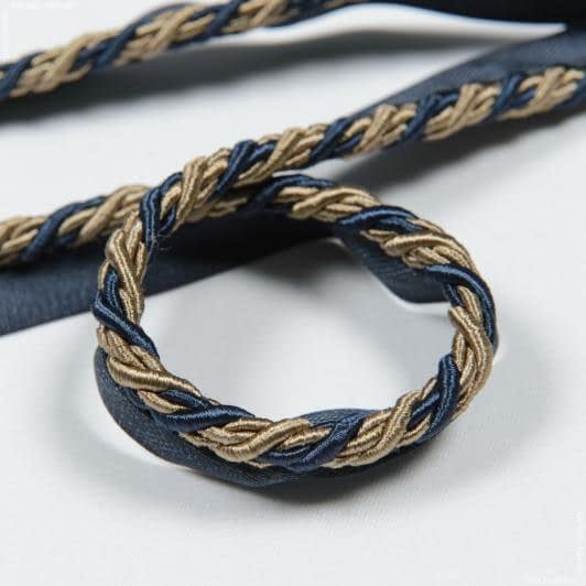 Ткани фурнитура для декора - Шнур окантовочный Корди /CORD цвет золото, синий 7 мм