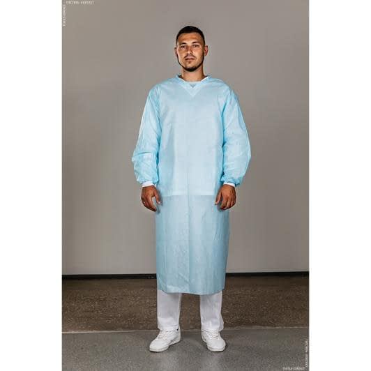Ткани защитные костюмы - Халат медицинский одноразовый на завязках ламинированный спанбонд (сшивной) XL