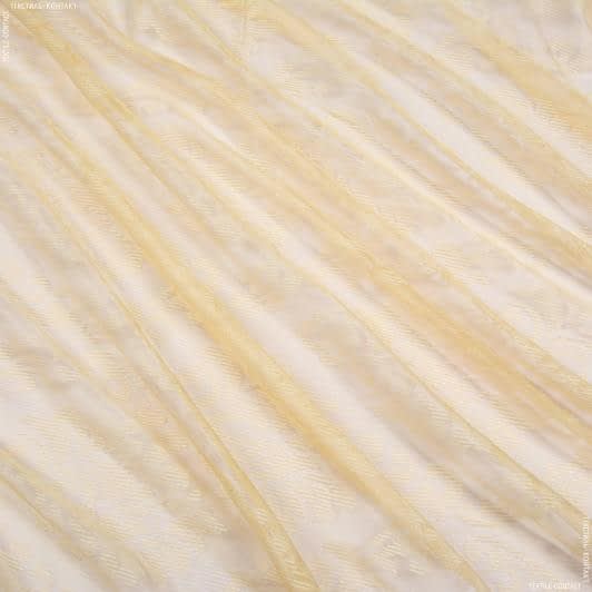 Тканини гардинні тканини - Тюль  Лено/LENO  золото-бежевий