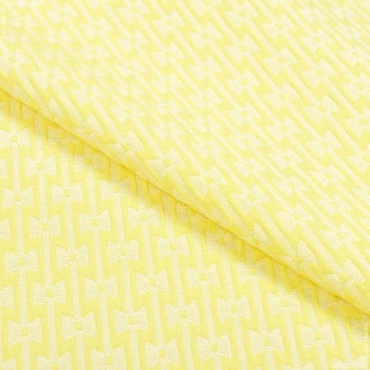 Тканини для костюмів - Костюмний жакард фукро бантики жовтий