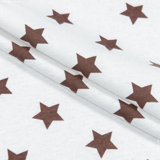 Ткани для сорочек и пижам - Фланель белоземельная детская звезды