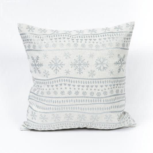Тканини готові вироби - Чохол на подушку новорічний/ Сніжинки, срібло 45х45см