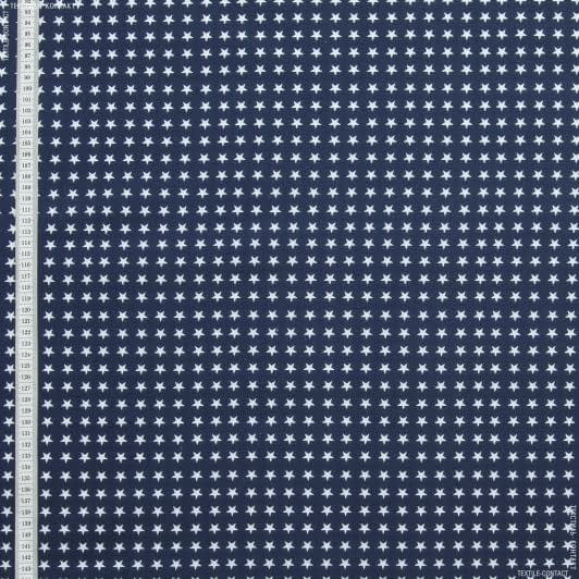 Ткани для детской одежды - Экокоттон звёздочки белые, фон т.синий
