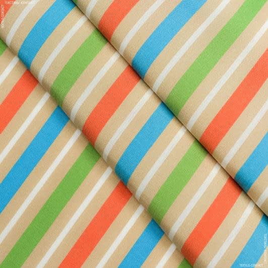 Ткани портьерные ткани - Дралон полоса /DUERO салатовая, оранжевая, голубая
