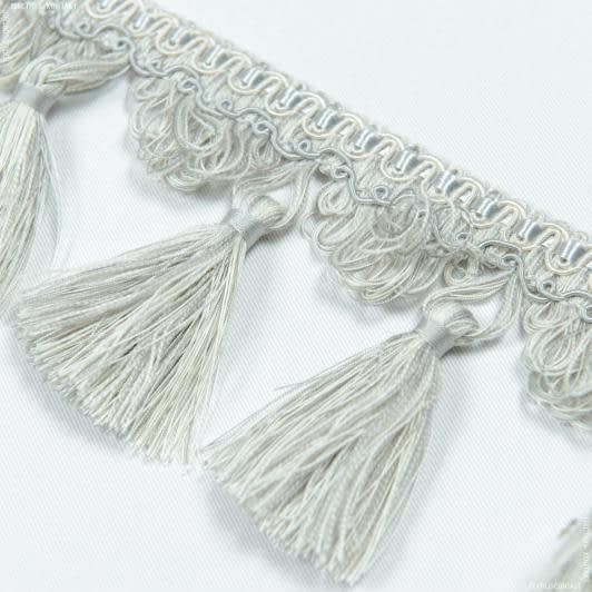 Тканини фурнітура для декора - Бахрома Фіджі пензлик колір св.сірий, білий