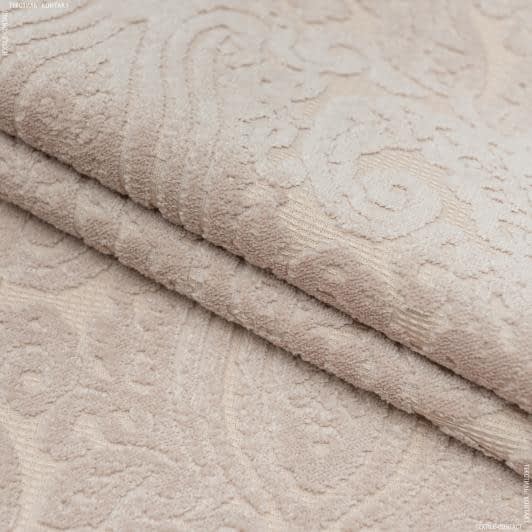 Ткани портьерные ткани - Велюр жаккард Византия цвет розовая пудра