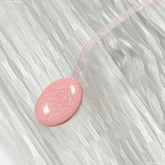 Тканини фурнітура для декоративних виробів - Магнітний підхват Танго на тасьмі рожевий 55х35 мм