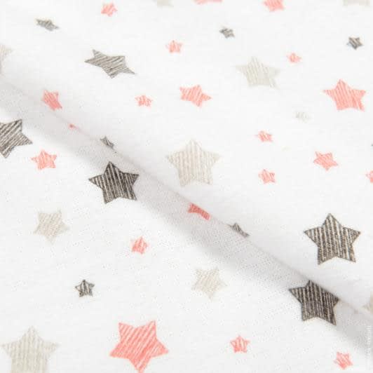 Ткани для детской одежды - Фланель ТКЧ набивная звезды цвет кораловый