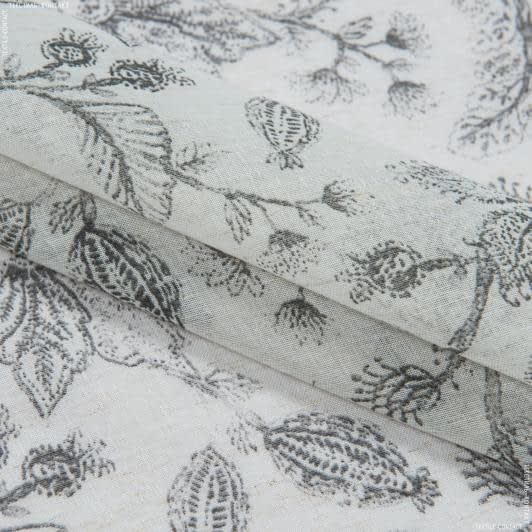 Тканини гардинні тканини - Декоративна тканина кисея хані квіти сірий