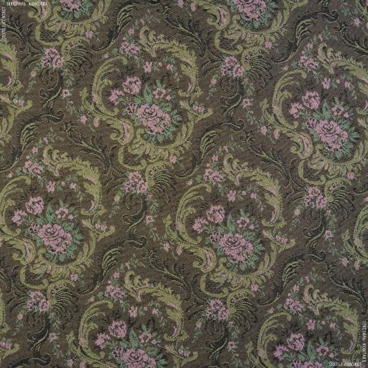 Тканини для декоративних подушок - Гобелен саяна т.зелений т.рожевий