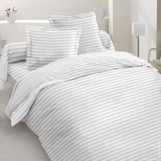 Ткани для постельного белья - Бязь набивная  ГОЛД MG полоса WHITE ON WHITE
