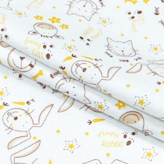 Тканини для дитячого одягу - Фланель білоземельна  тваринки