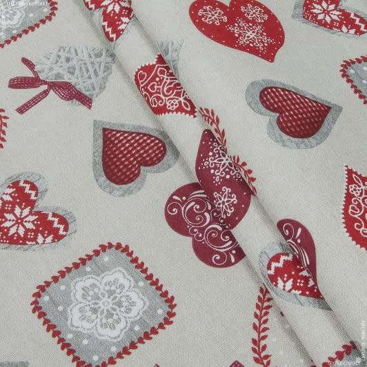 Ткани для пэчворка - Декоративная новогодняя ткань лиз,фон беж