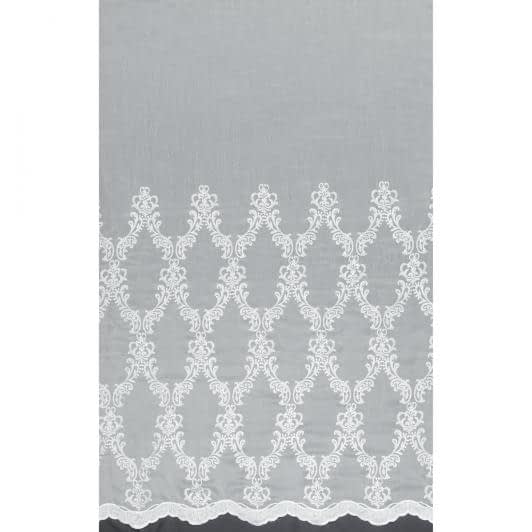 Ткани сетка - Тюль микросетка вышивка Вензель белая с фестоном