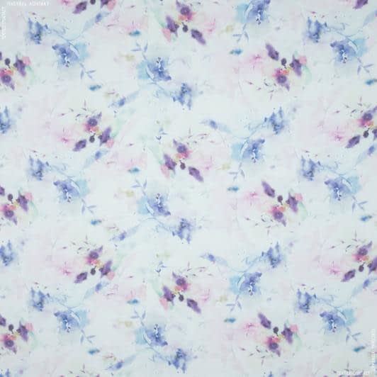 Ткани все ткани - Тюль кисея Ллоса акварель цветы фиолетово-розовые с утяжелителем