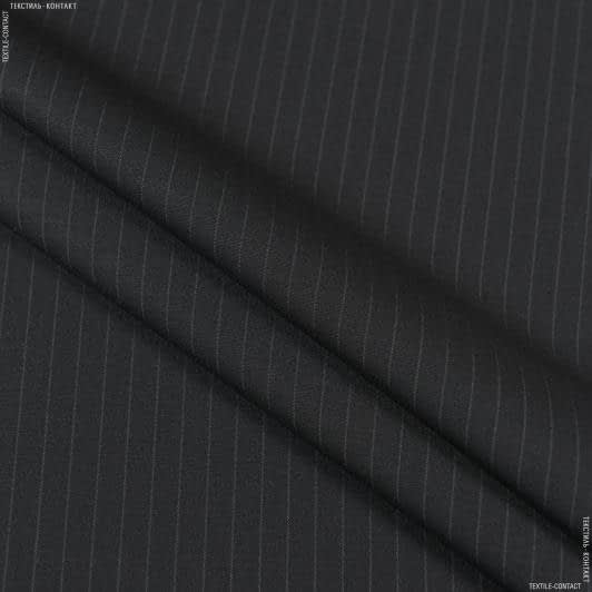Тканини для блузок - Костюмна Ягуар чорна у сіру смужку