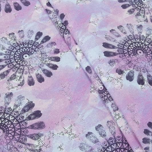 Ткани для римских штор - Декоративная ткань лонета Кейрок мандала фуксия, фиолетовый
