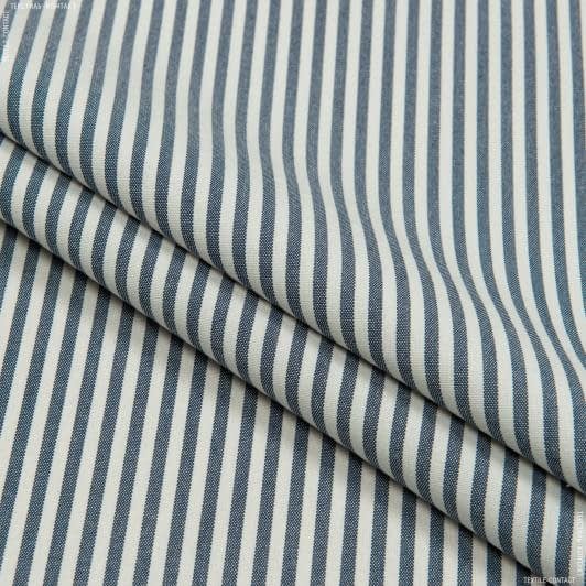 Ткани для банкетных и фуршетных юбок - Декоративная ткань Рустикана полоса узкая т.синяя