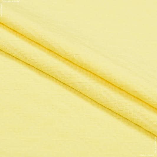 Тканини трикотаж - Костюмний жакард фукро пікселі жовтий