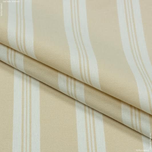 Ткани для банкетных и фуршетных юбок - Декоративная ткань Рустикана полоса широкая св.бежевая