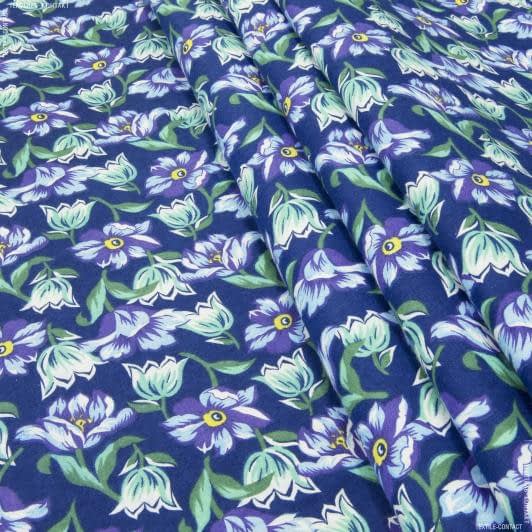 Ткани для сорочек и пижам - Фланель халатная цветы фиолетовый