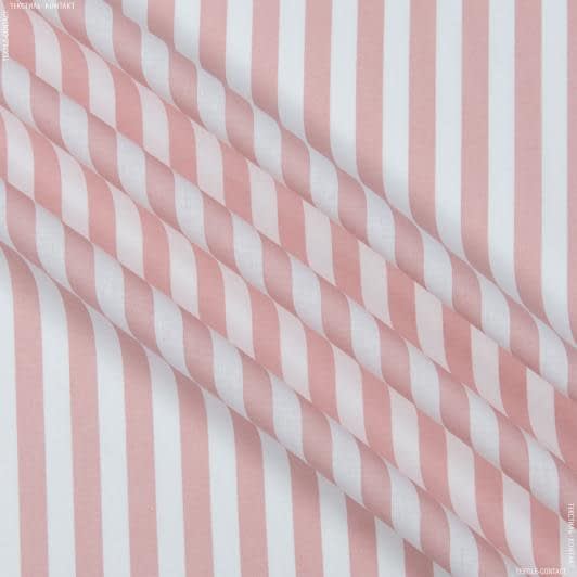 Ткани для постельного белья - Бязь набивная полоса розовая