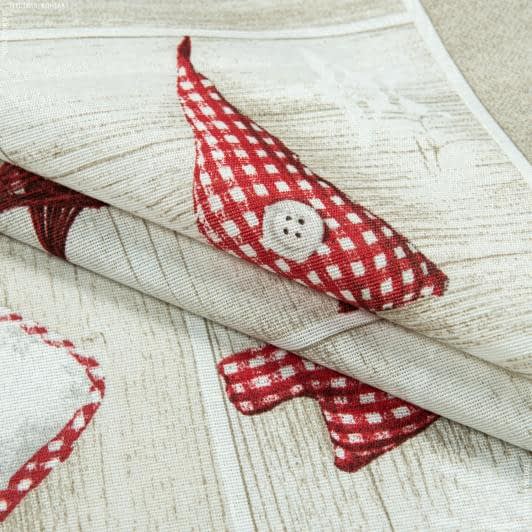 Ткани для декоративных подушек - Декоративная новогодняя ткань сердечки,олени