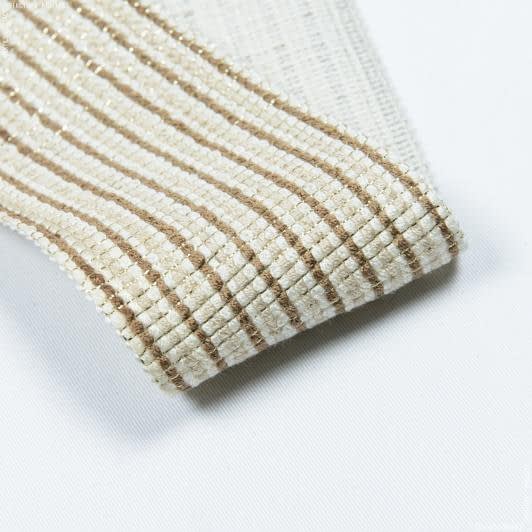 Ткани все ткани - Тесьма Плейт полоска крем, беж, карамель люрекс золото 75мм (25м)