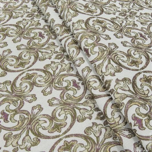 Тканини для декоративних подушок - Жакард Фезер фуксія, зелена оливка